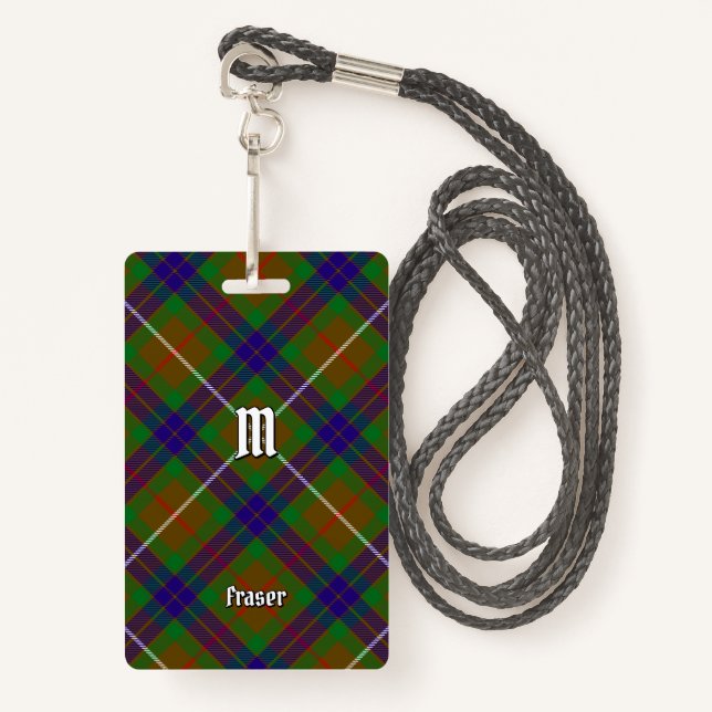Clan Fraser caçando Crachá de Tartan (Frente com cordão)
