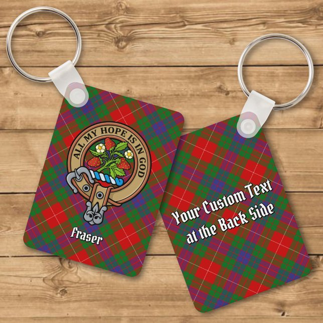 Clan Fraser Crest sobre Tartan Chaveiro (Criador carregado)