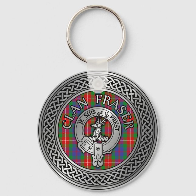 Clan Fraser Crest & Tartan Knot Chaveiro (Frente)