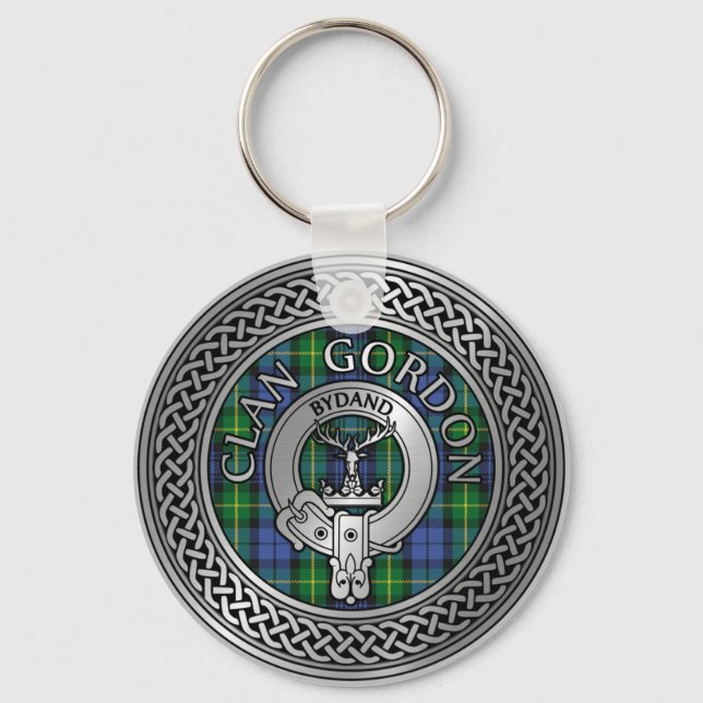Clan Gordon Crest & Tartan Knot Chaveiro (Frente)