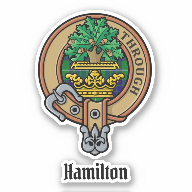 Clan Hamilton Crest sobre a caça ao adesivo de Tar (Frente)