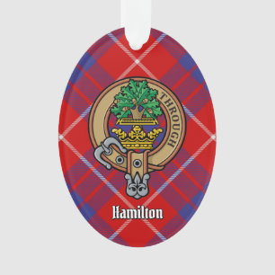 Clan Hamilton Crest sobre Ornamento de Tartan Verm