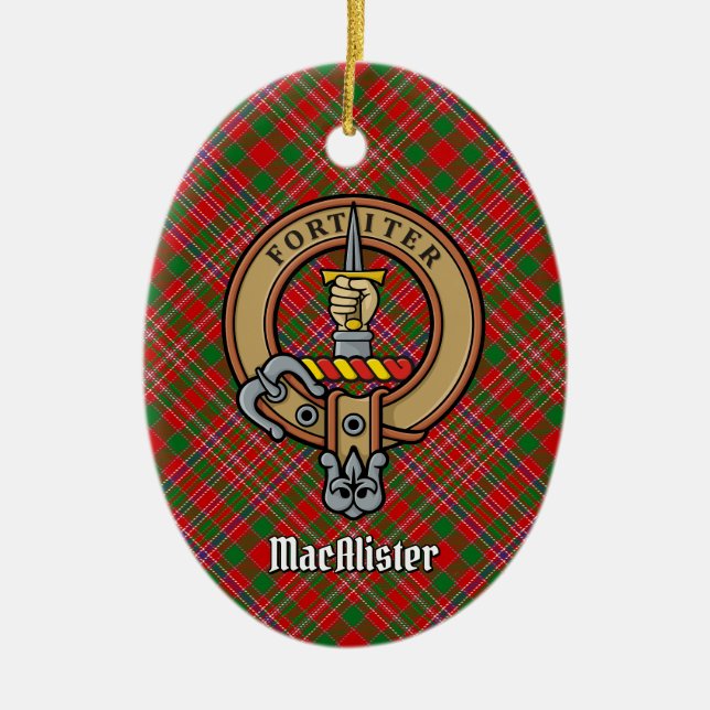 Clan MacAlister Crest sobre Ornamento Cerâmico de  (Frente)