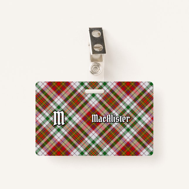 Clan MacAlister Vestir Crachá Tartan (Frente com Clipe)