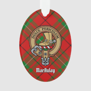 Clan MacAulay Crest sobre Ornamento Tartan