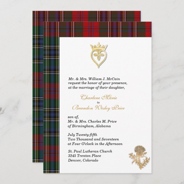 Clan MacClain Thistle 2 Convite De Casamento De Ta (Frente/Verso)