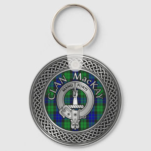 Clan MacKay Crest & Tartan Knot Chaveiro