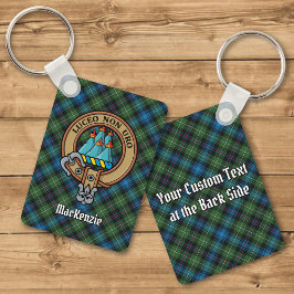 Clan MacKenzie Crest sobre Tartan Chaveiro
