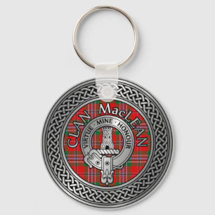 Clan MacLean Crest & Tartan Knot Chaveiro