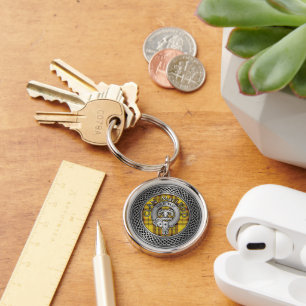 Clan MacLeod Crest & Tartan Knot Chaveiro