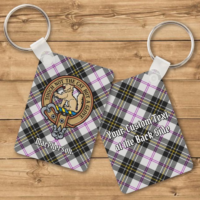 Clan MacPherson Crest over Dress Tartan Chaveiro (Criador carregado)
