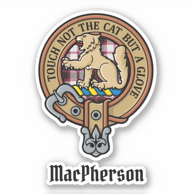 Clan MacPherson Crest sobre a caça ao adesivo de T (Frente)