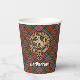 Clan MacPherson Crest sobre Copas de Papel Tartan