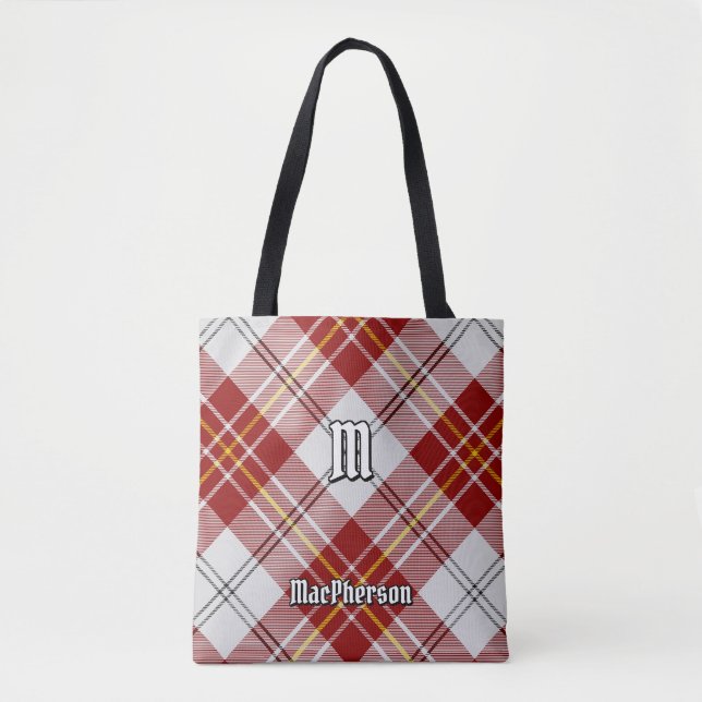 Clan MacPherson Red Dress Tartan Tote Bag (Frente)