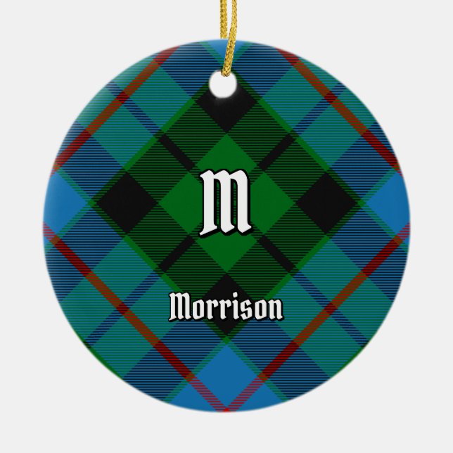 Clan Morrison caçando ornamento cerâmico de Tartan (Frente)