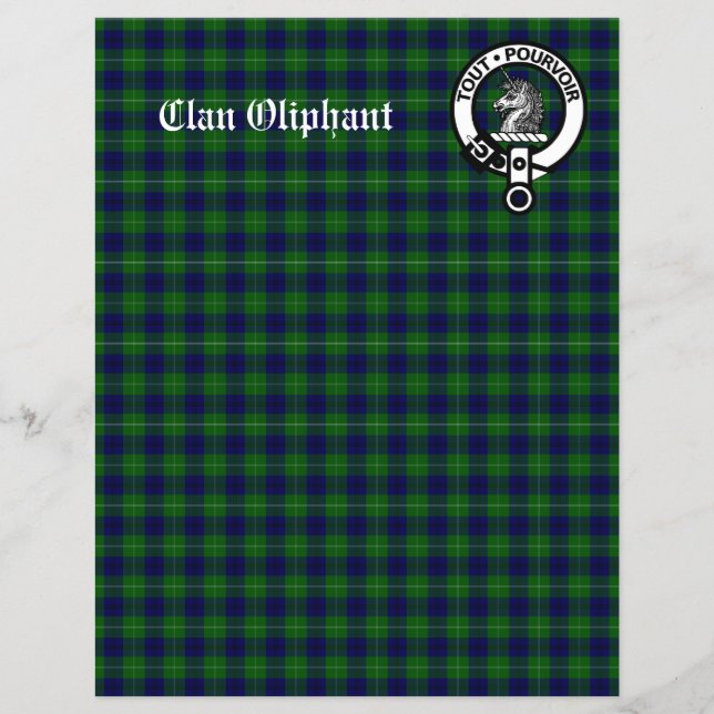 Clan Oliphant Crest Crachá e Tartan Scrapbook Pape (Frente)