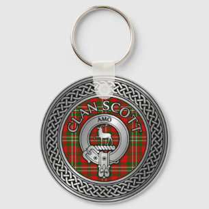 Clan Scott Crest & Tartan Knot Chaveiro