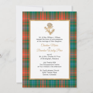 Clan Wilson Xadrez Thistle Weding Convite