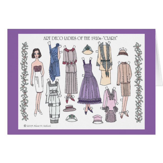 Clara, senhora do art deco do cartão da boneca do (Frente Horizontal)