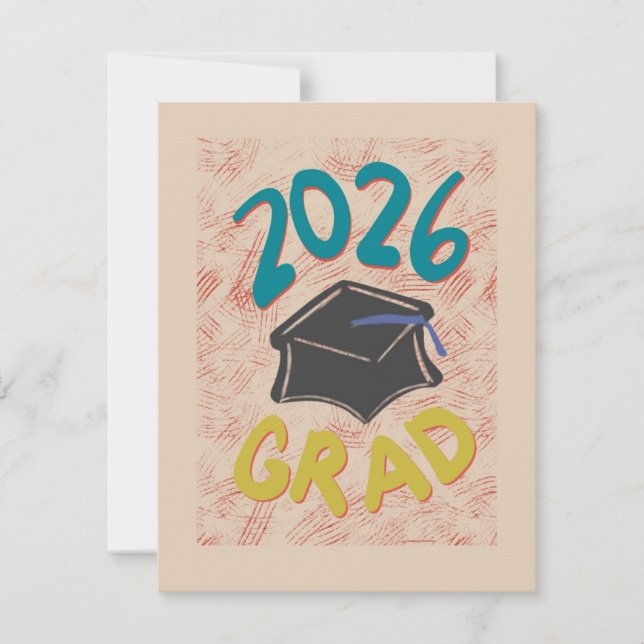 Class of 2026 Grunge Style Graduation Announcement (Frente)
