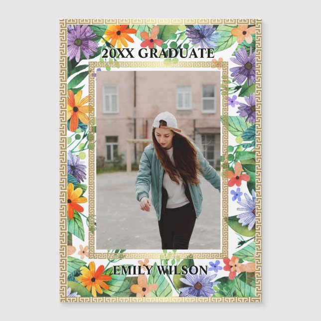 Class of 20XX Floral Photo Graduation Announcement (Frente)