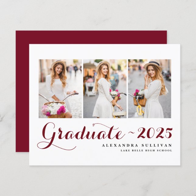 Classe Burgundy de Graduação de Colagem de Fotos 2 (Frente/Verso)