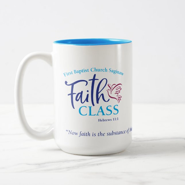 Classe da fé de FBC Saginaw - 15 onças. Caneca ou (Esquerda)