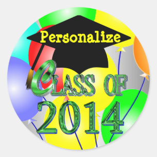 Classe de 2014 etiquetas coloridas dos balões