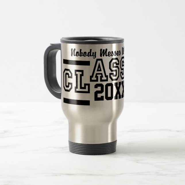 Classe de caneca personalizada de QUALQUER Ano - e (Frente Esquerda)