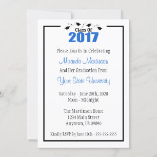 Classe De Convite À Graduação 2017 (Bonés Azuis)