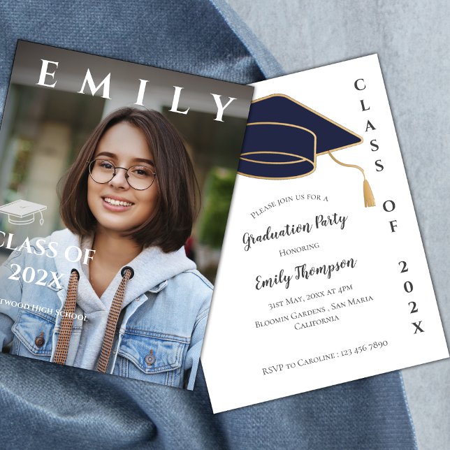 Classe de Convite para Festa de formatura de Fotog (Modern Class of 2024 Photo Graduation Announcement)
