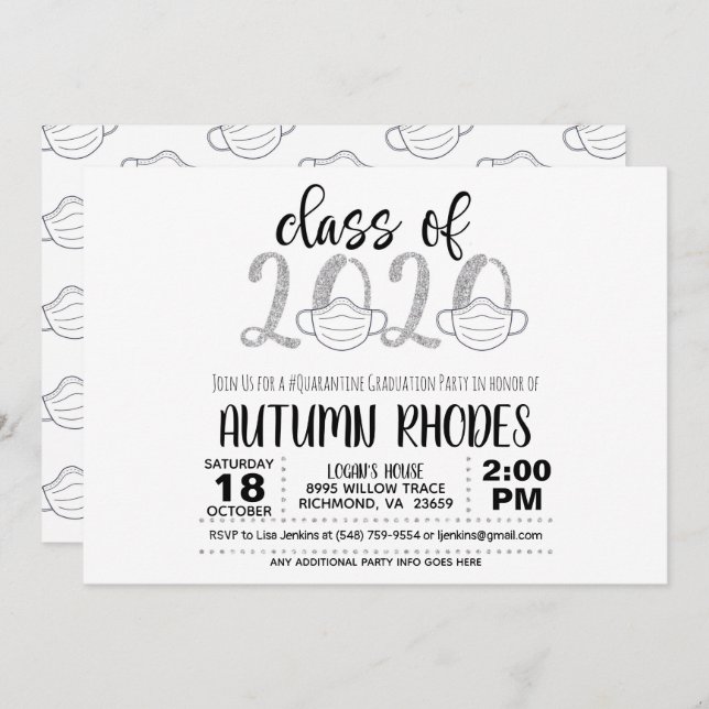 Classe de Convite para Graduação 2020 - Rosto Másc (Frente/Verso)