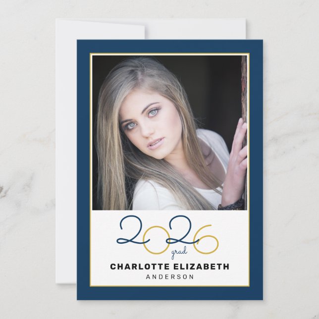 Classe de Convite para Graduação de Foto Azul 2 20 (Frente)