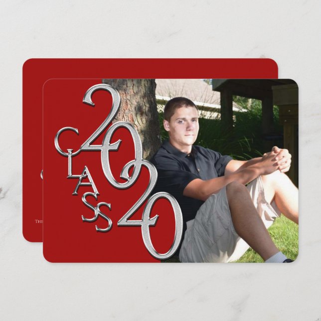 Classe de Convite para Graduação de Foto Vermelha  (Frente/Verso)