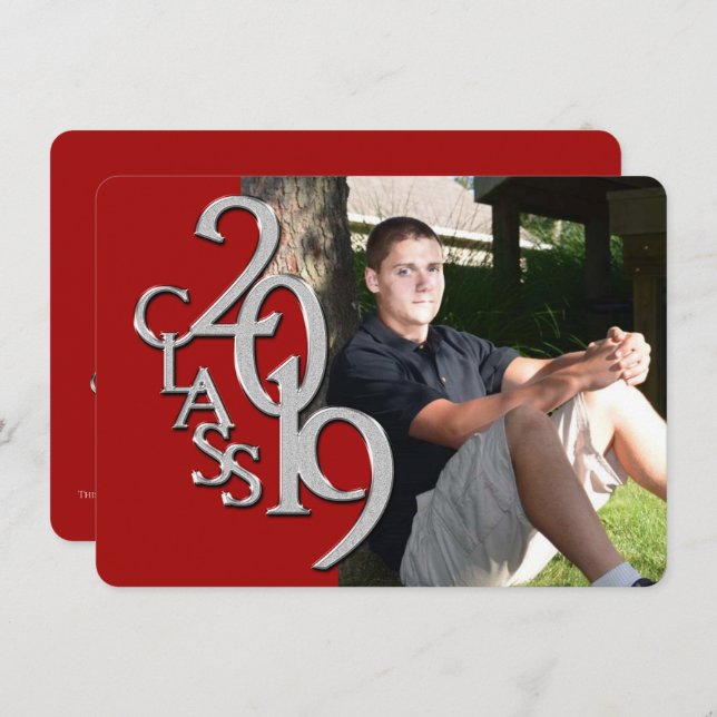 Classe de Convite para Graduação de Fotos Vermelha (Frente/Verso)