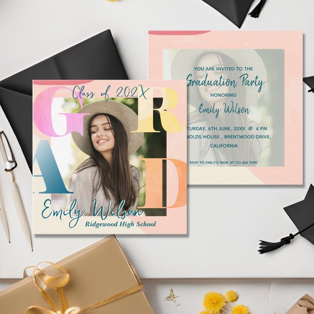 Classe de Convite para Graduação de Mini Foto 2025 (Class of 2025 Mini Photo Graduation Invitation)