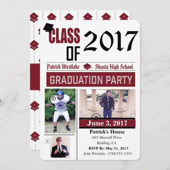 Classe de Convites de festas de Formando 20XX - bu (Frente/Verso)