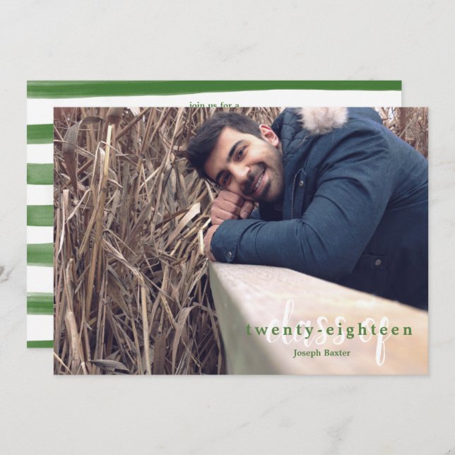 Classe De Convites Pintados Com Verniz Verde Moder (Frente/Verso)