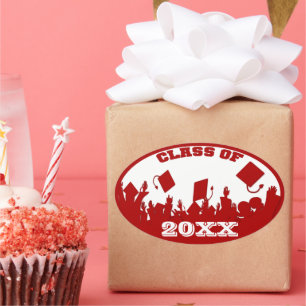 Classe de Graduação Vermelha dos Adesivos Oval do 