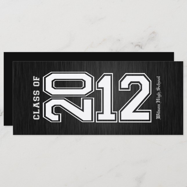 Classe de Prata Metálica de Convites de Graduação  (Frente/Verso)