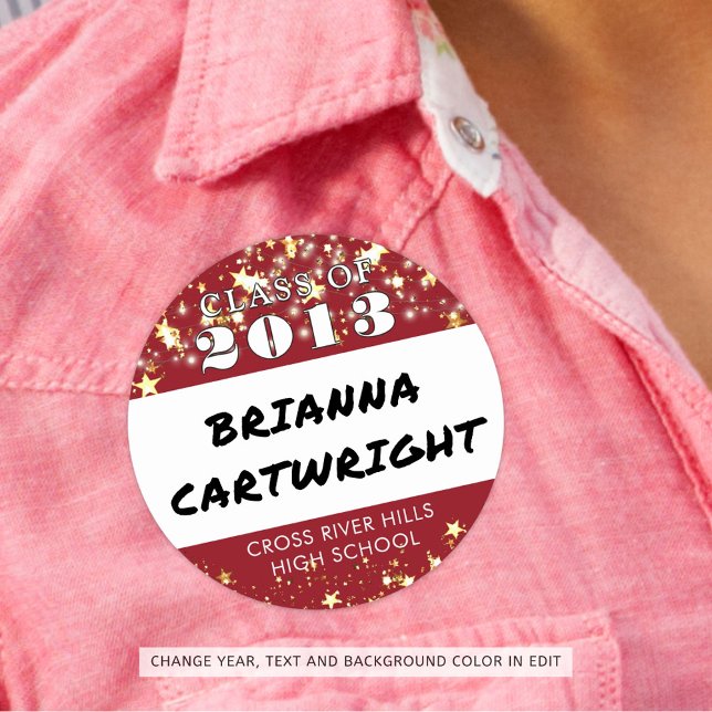 Classe Reunion Red Dourado Stars Nomes de etiqueta (Criador carregado)