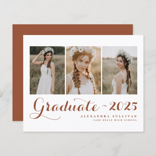 Classe Terracotta de Graduação de Colagem de Fotos (Frente/Verso)