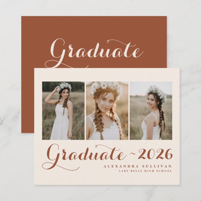 Classe Terracotta de Graduação de Colagem de Fotos (Frente/Verso)