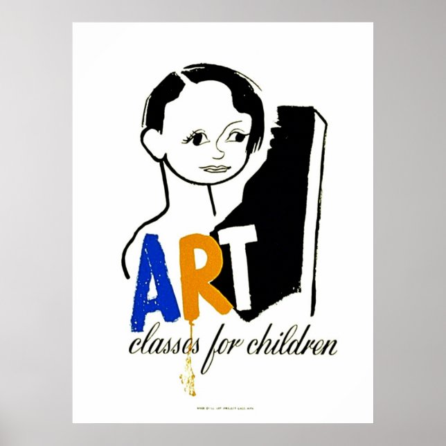 Classes de arte para crianças - Poster WPA com fil (Frente)