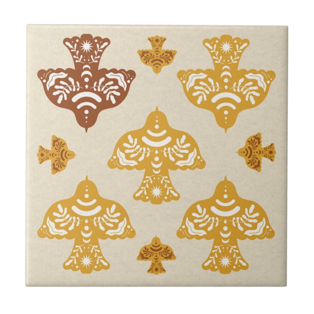 Classic beautiful birds Italian folk art kraft (Frente)