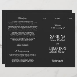 Classic Black & White Modern Wedding Program