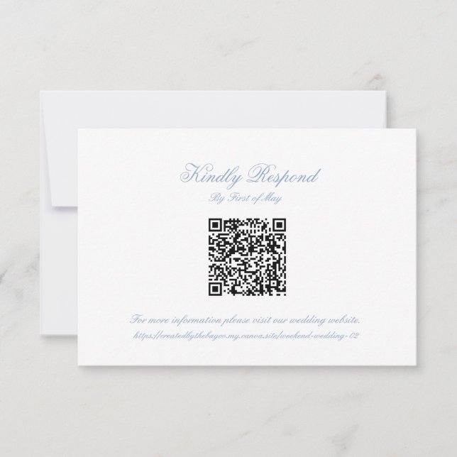 Classic Blue Wedding Monogram Crest QR RSVP Card (Frente)