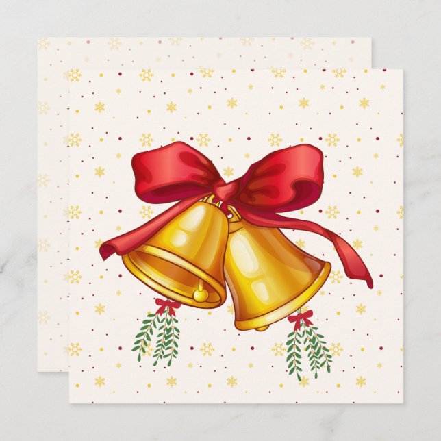 Classic Christmas Bells Holiday Card (Frente/Verso)