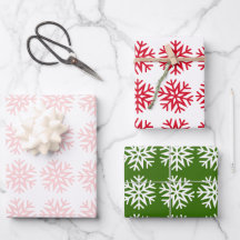 Classic Christmas Snowflakes, Red Green White Pink