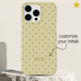 Classic Creamy Beige Custom Monogram Polka Dot 